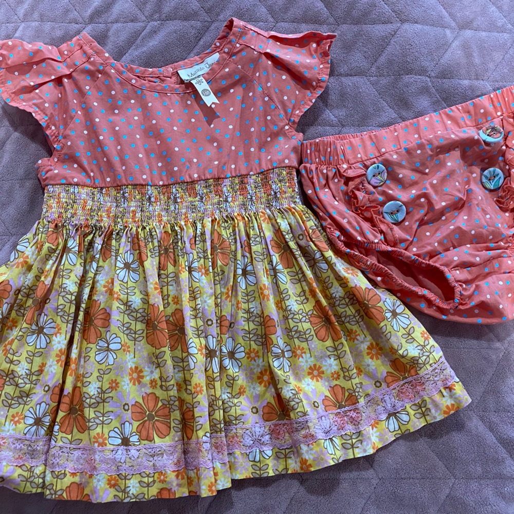 Matilda Jane 3-6 months baby dress with matching bloomers